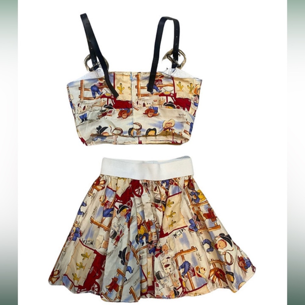 Upcycled 2-Piece Matching Set – Lil' Cowpokes Western Y2K Print - Picture 4 of 8